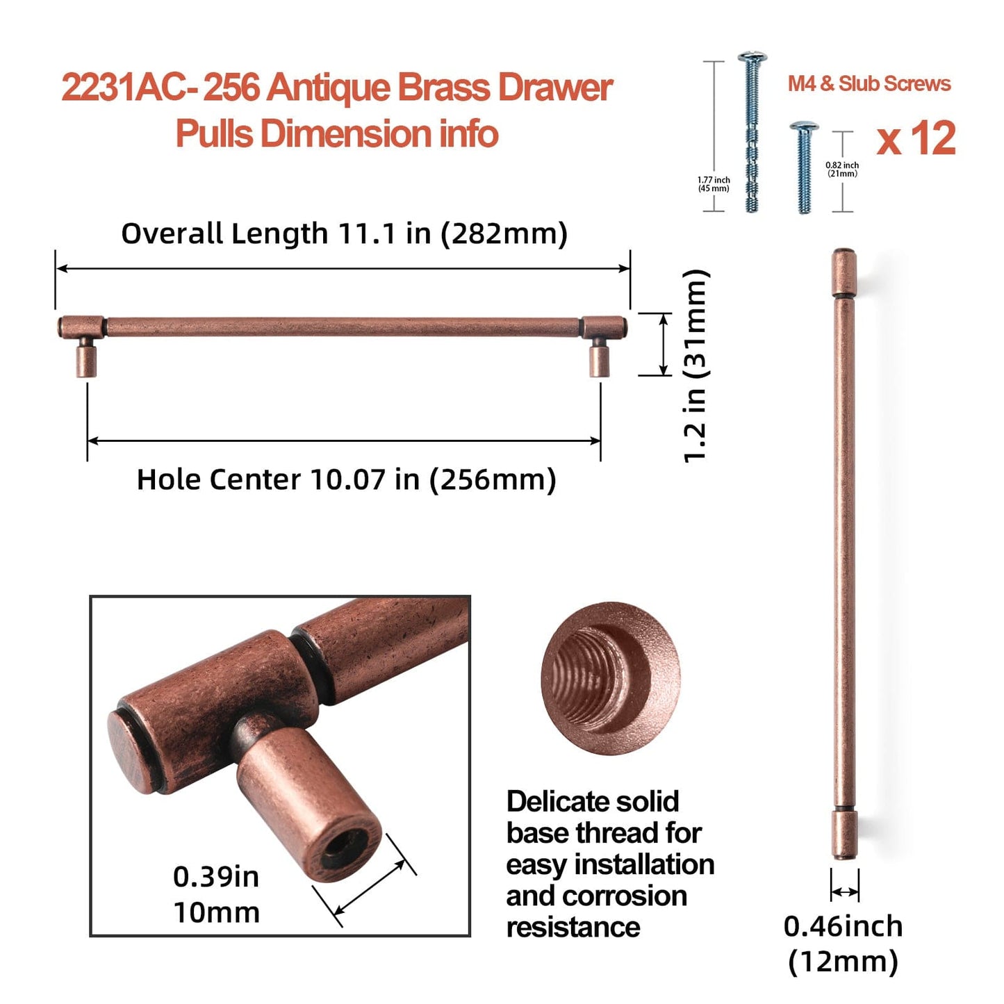 Retro Bar Handle for Dresser Cupboard Vintage Bronze Ancient Pull 6 Pack