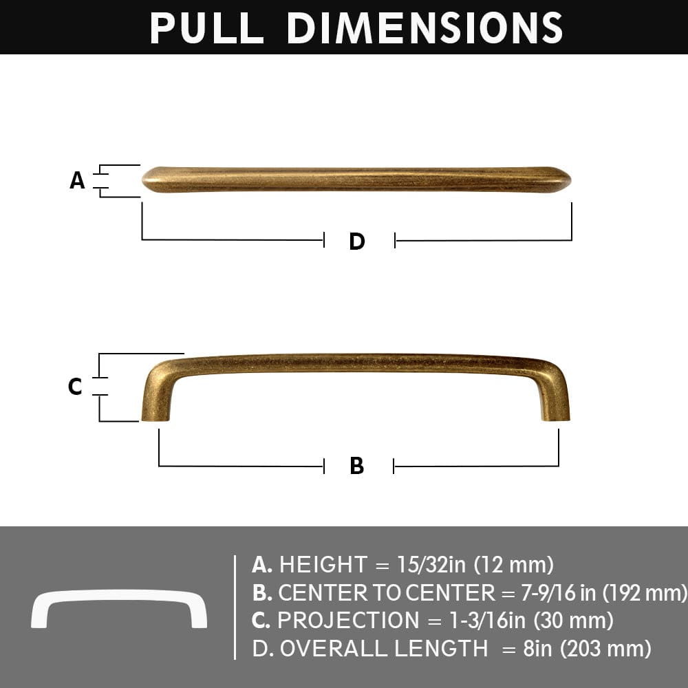 Vintage Brass Cabinet Bar Pulls Classic Hardware for Antique Cabinets 6 Pack
