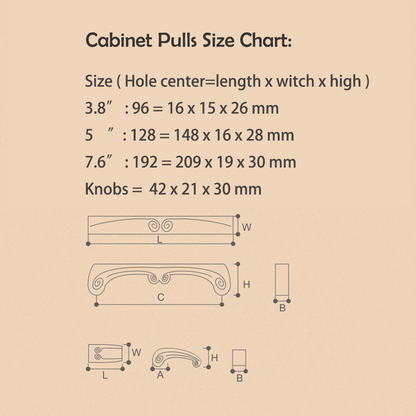 Auspicious Carving Wardrobe Pulls Vintage Retro Cabinet Handles