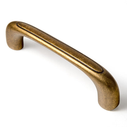 Elegant Antique and Brushed Brass Bar Pull Cabinet Handles with Unique Design 6 Pack