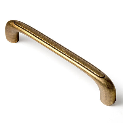 Elegant Antique and Brushed Brass Bar Pull Cabinet Handles with Unique Design 6 Pack