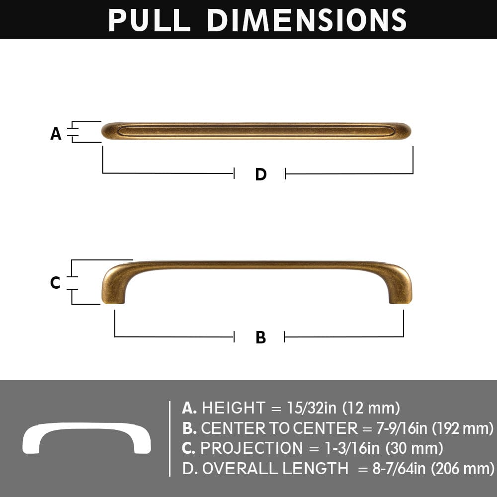 Elegant Antique and Brushed Brass Bar Pull Cabinet Handles with Unique Design 6 Pack