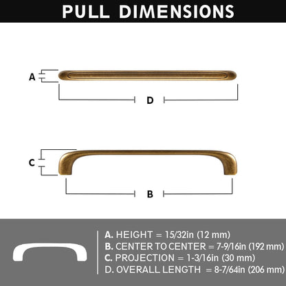 Elegant Antique and Brushed Brass Bar Pull Cabinet Handles with Unique Design 6 Pack