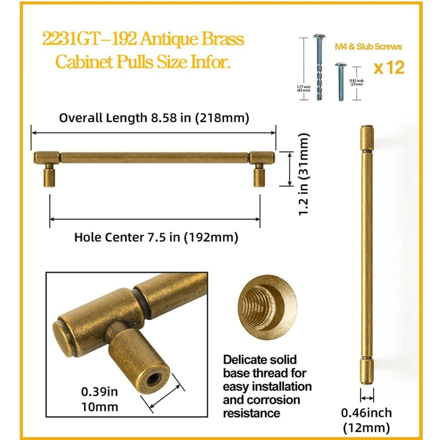 Retro Bar Handle for Dresser Cupboard Vintage Bronze Ancient Pull 6 Pack