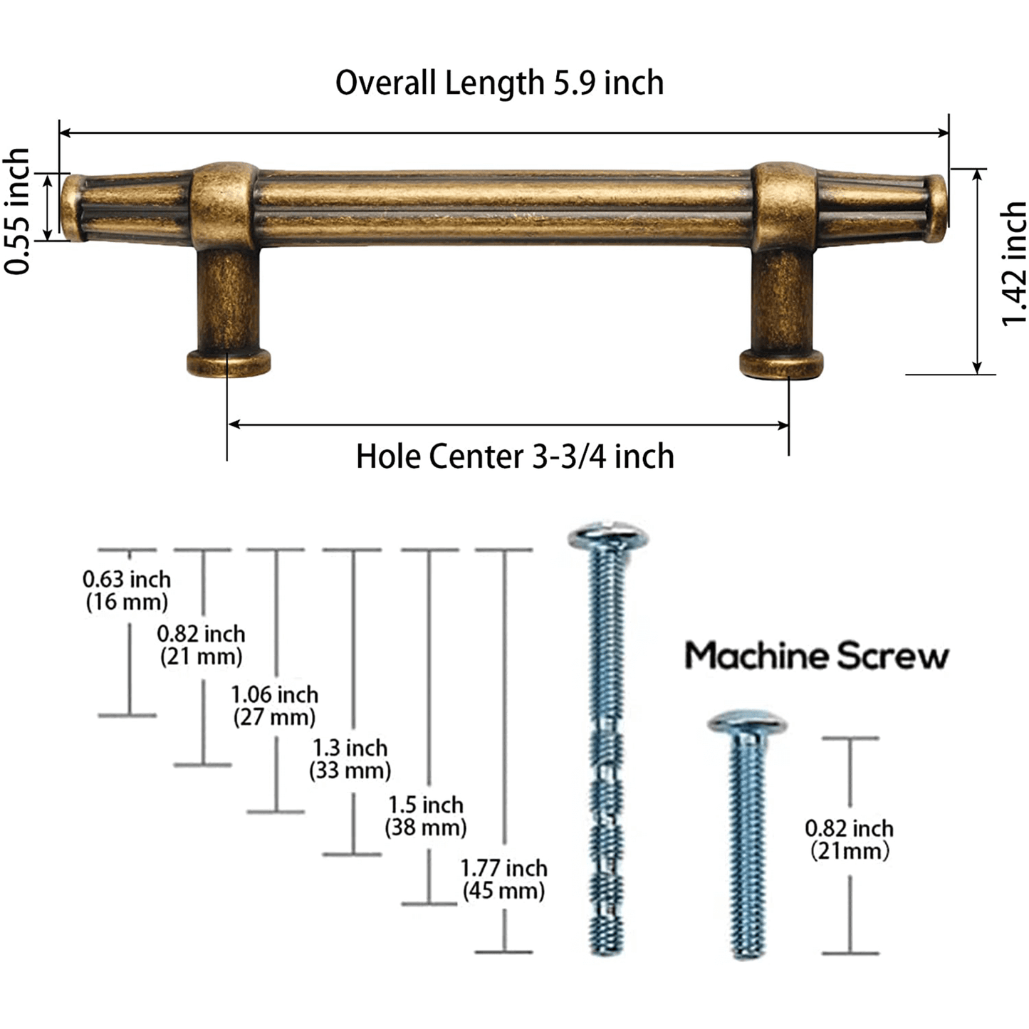 Retro Style Drawer Bar Pulls Antique Cabinet Handles 6 Pack