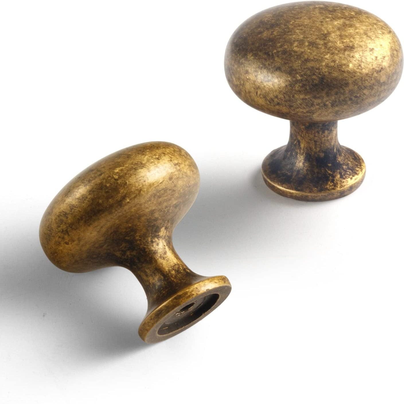 Antique Round Cabinet Knobs Vintage Retro Burnished Brass Drawer Pulls 6 pack