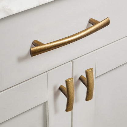 Curved Vintage Brass Drawer Handles Antique Bronze Solid Cabinet Pulls 6 pack