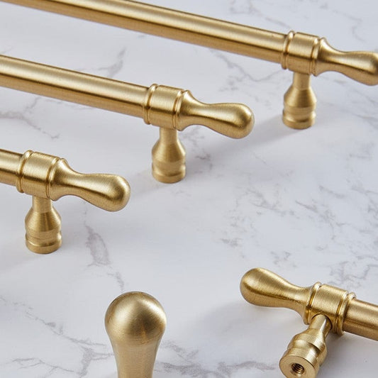 French Style Cabinet Handles Elegant Drawer Pulls Solid Brass Kitchen Hardware 1 PCS