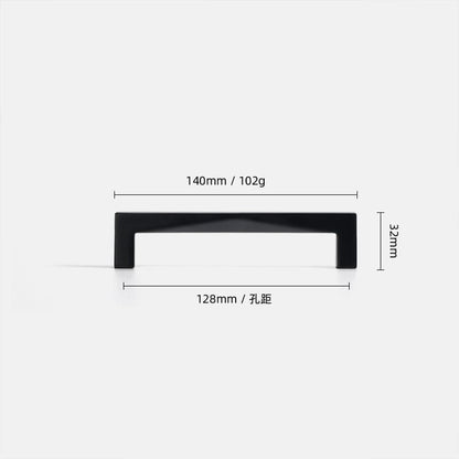 Geometric Section Matte Black Bar Pull Modern Wardrobe Handles 6 Pack