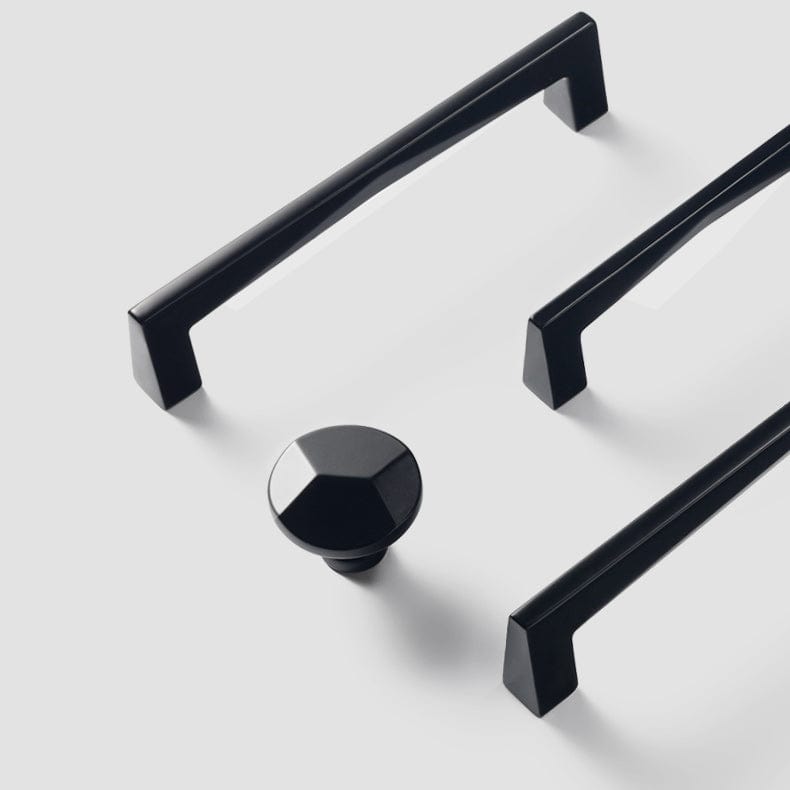 Geometric Section Matte Black Bar Pull Modern Wardrobe Handles 6 Pack