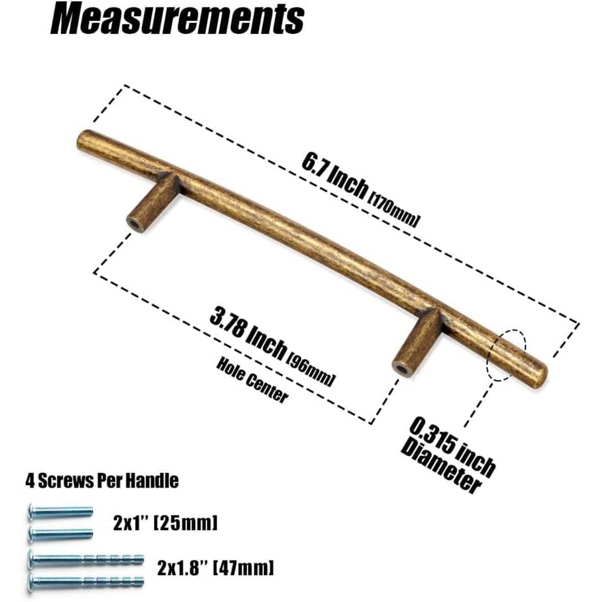 Low Profile Style Retro Brass Cabinet Handles Curved Bar Cabinet Pulls 6 Pack