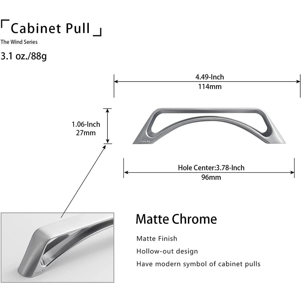 Matte Chrome Unique Hollow Design Cabinet Pulls 6 Pack