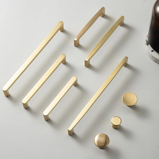 Nordic Cabinet Handles Brass Drawer Wardrobe Pulls 6 Pack