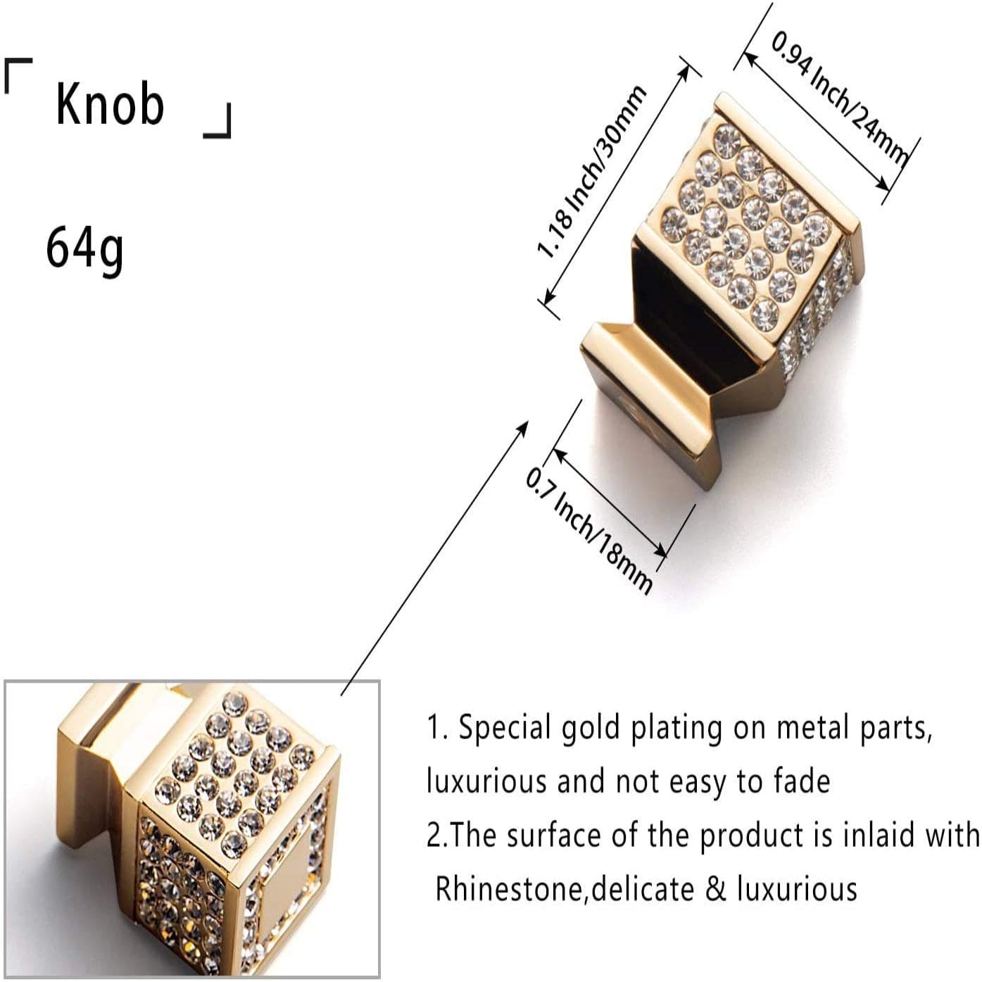 Rhinestone Drawer Knob Luxurious Cabinet Knob Imitation Diamond Wardrobe Door knobs 6 Pack