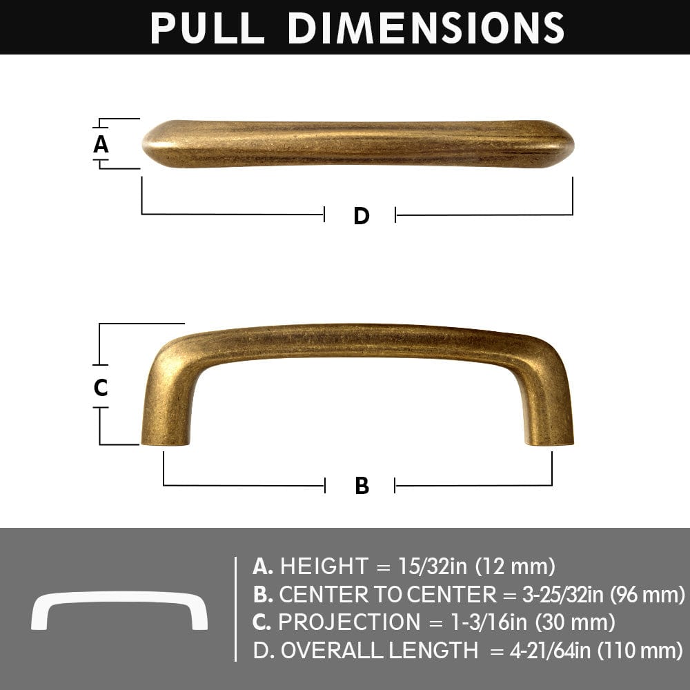 Vintage Brass Cabinet Bar Pulls Classic Hardware for Antique Cabinets 6 Pack