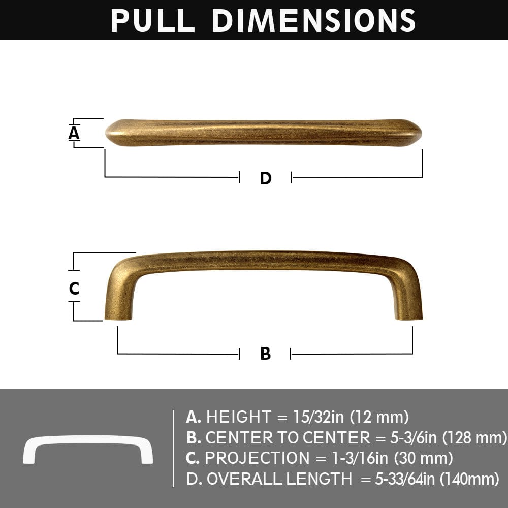 Vintage Brass Cabinet Bar Pulls Classic Hardware for Antique Cabinets 6 Pack