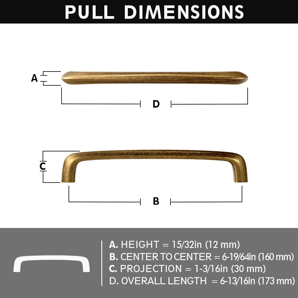 Vintage Brass Cabinet Bar Pulls Classic Hardware for Antique Cabinets 6 Pack