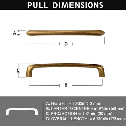 Vintage Brass Cabinet Bar Pulls Classic Hardware for Antique Cabinets 6 Pack