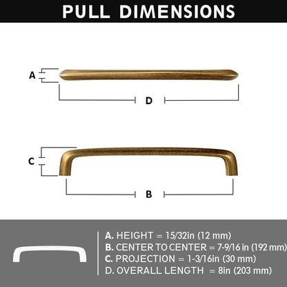 Vintage Brass Cabinet Bar Pulls Classic Hardware for Antique Cabinets 6 Pack