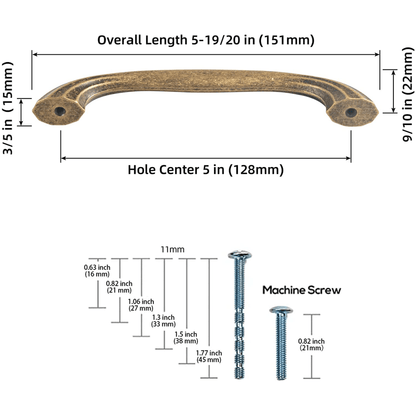 Vintage Drawer Pulls Curved Bar Pull Antique Drawer Knobs 6 Pack